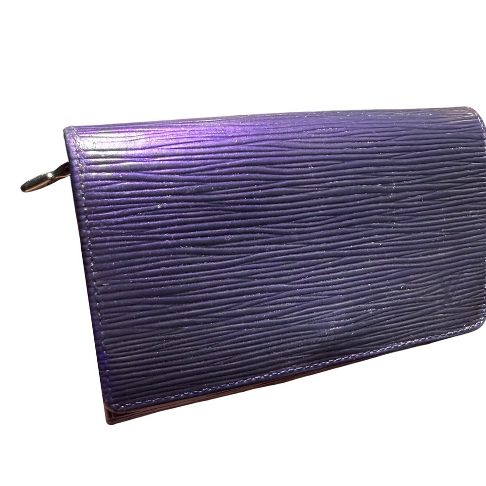 Louis Vuitton Epi Leather French Wallet Metallic Purple Vintage LV Logo Purse - Picture 2 of 13